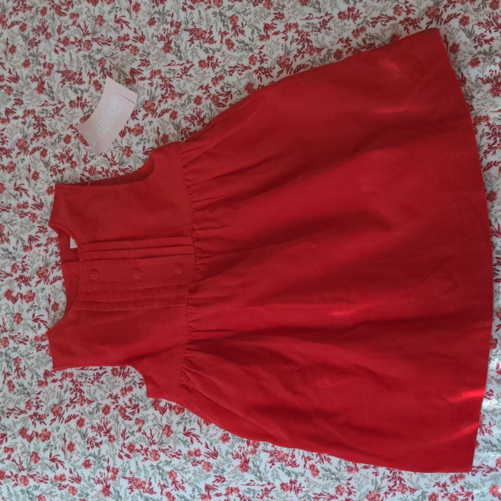 Gymboree courduroy dress with heart buttons, red, perfect Valentine's 12-18 m